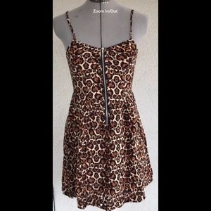 H&M cheetah print zip mini dress